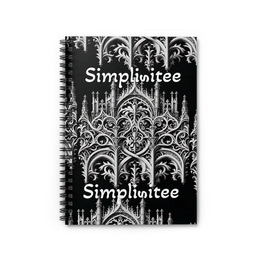 Simplisitee - Elegant Gothic Spiral Notebook - Ruled Line for Art Lovers