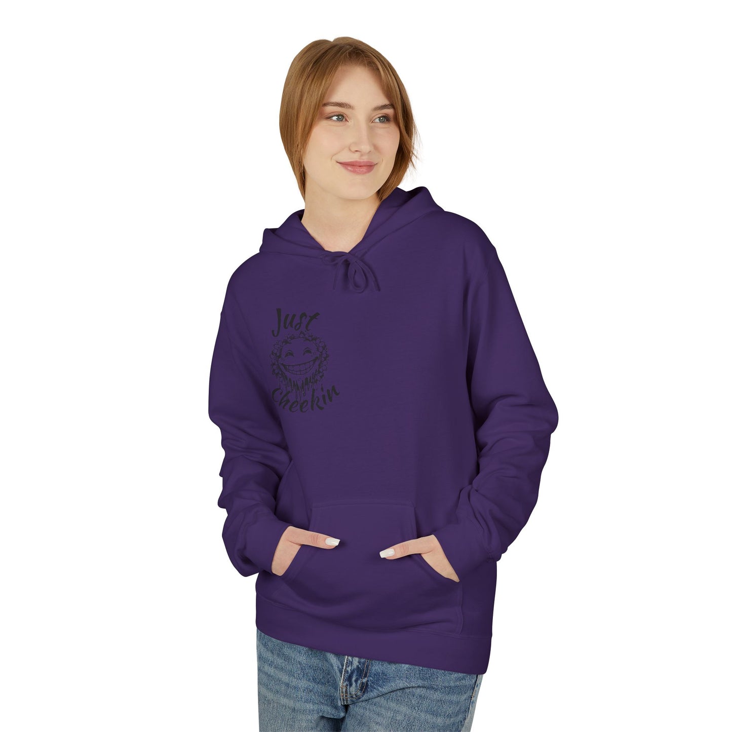 Just Checkin' Fleece Hoodie - Unisex Midweight Softstyle Casual Wear