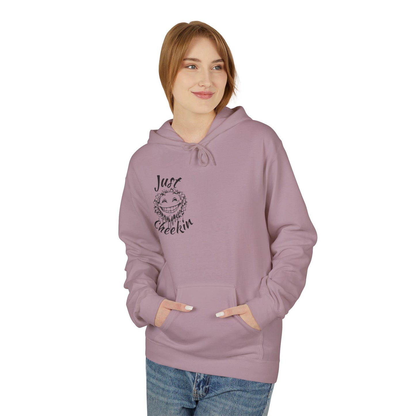 Just Checkin' Fleece Hoodie - Unisex Midweight Softstyle Casual Wear