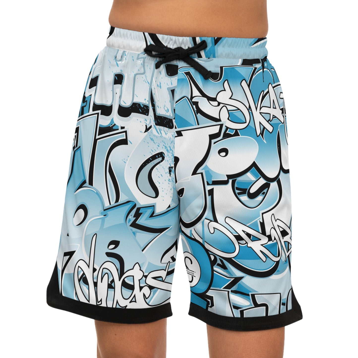 Simplisitee - Graffiti Print Basketball Rib Shorts - Urban Style Athletic Wear