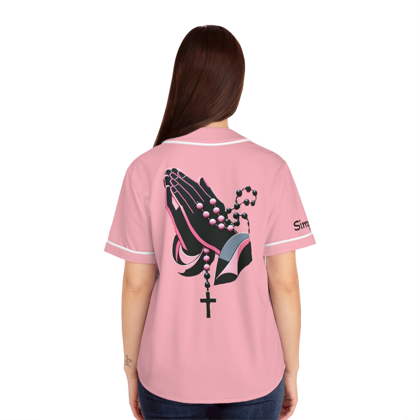 Stay Blessed Women's Baseball Jersey - Praying Hands Design