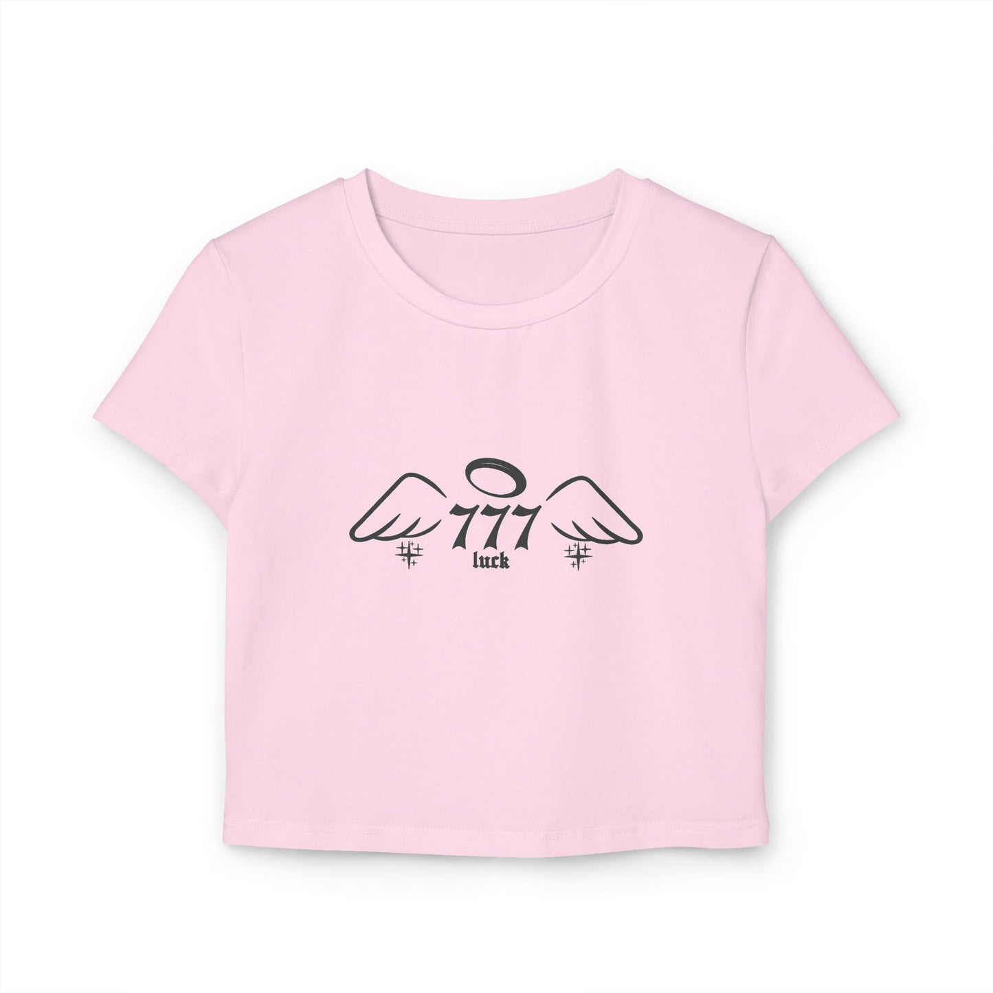 Angel Number 777 Women's Baby Tee, Cute Graphic Crop Top, Spiritual T-Shirt, Astrology Gift, Vintage Vibe Tee, Casual Wear