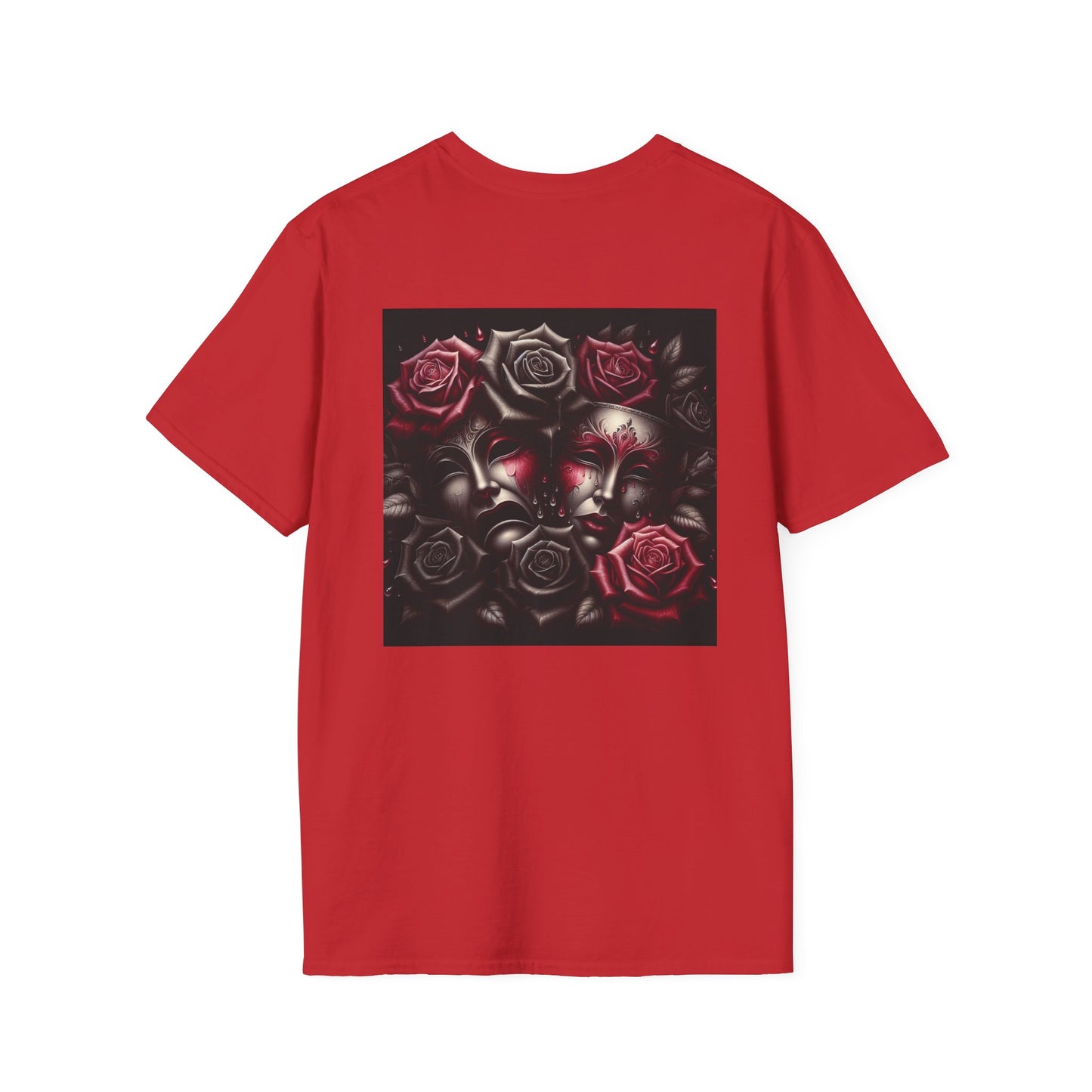Simplisitee - Elegant Masked Roses T-Shirt - Unisex Softstyle Tee for Celebrations