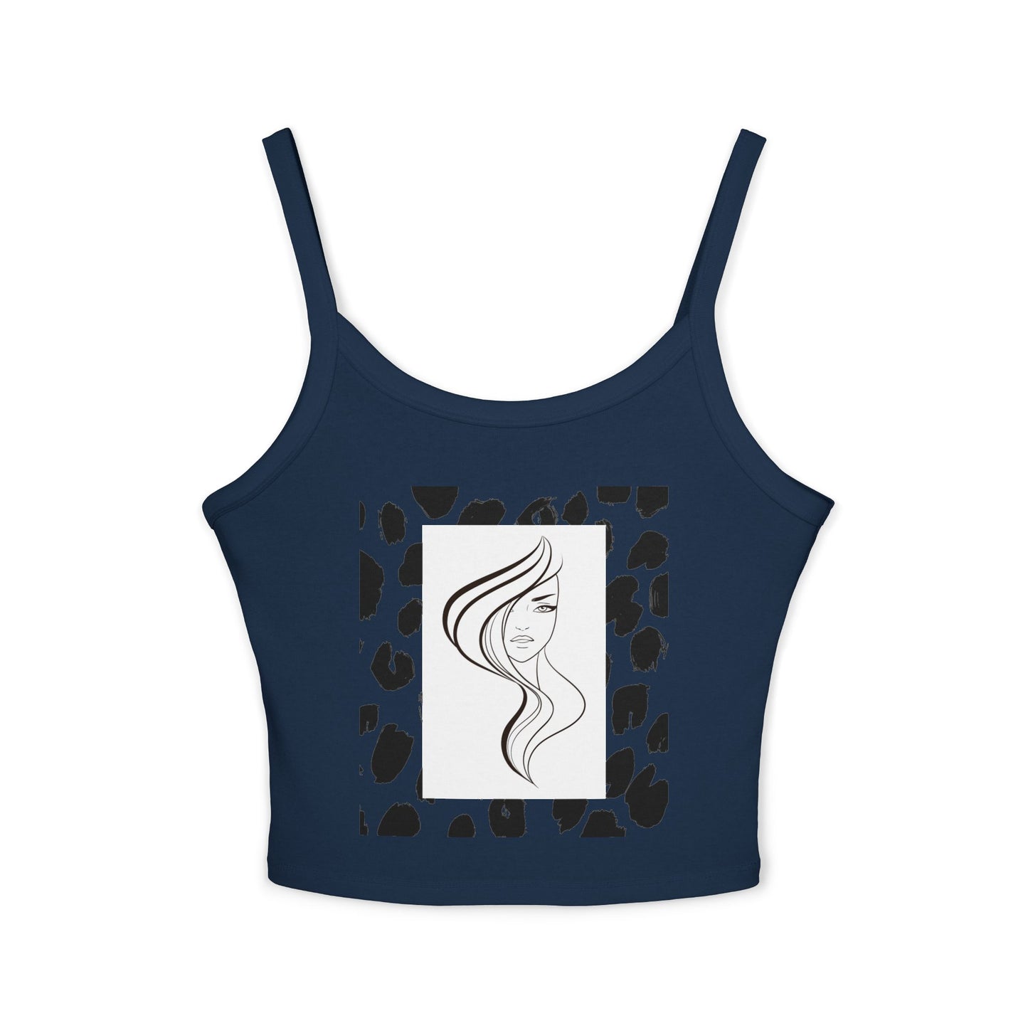 Simplisitee - Chic Women's Spaghetti Strap Tank Top with Artistic Hair Design, Summer Fashion Top, Casual Outfit, Gift for Her, Trendy Apparel