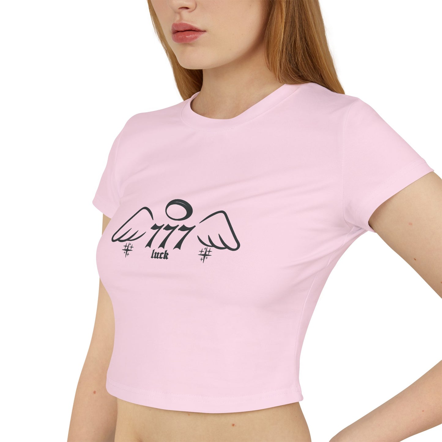 Angel Number 777 Women's Baby Tee, Cute Graphic Crop Top, Spiritual T-Shirt, Astrology Gift, Vintage Vibe Tee, Casual Wear