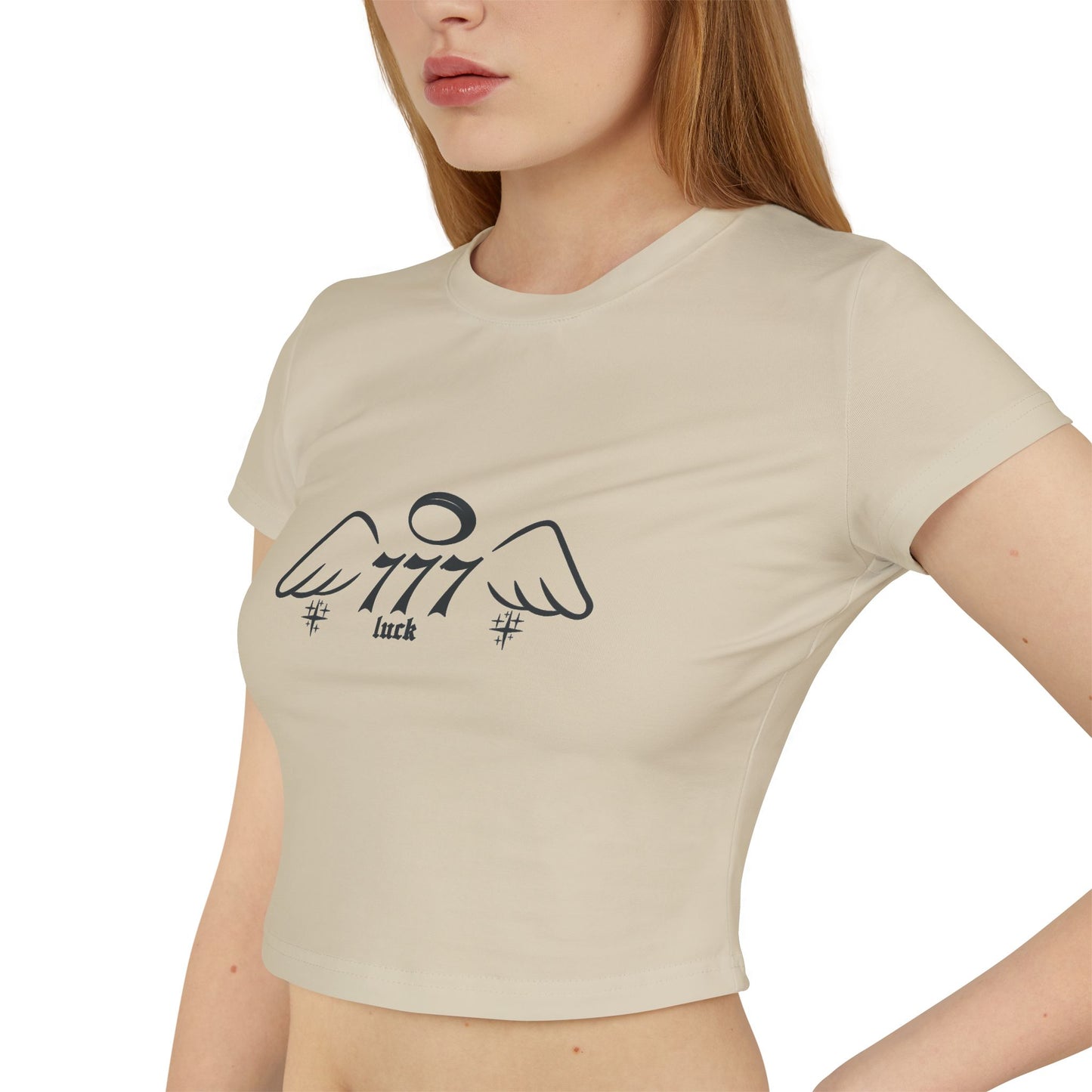Angel Number 777 Women's Baby Tee, Cute Graphic Crop Top, Spiritual T-Shirt, Astrology Gift, Vintage Vibe Tee, Casual Wear