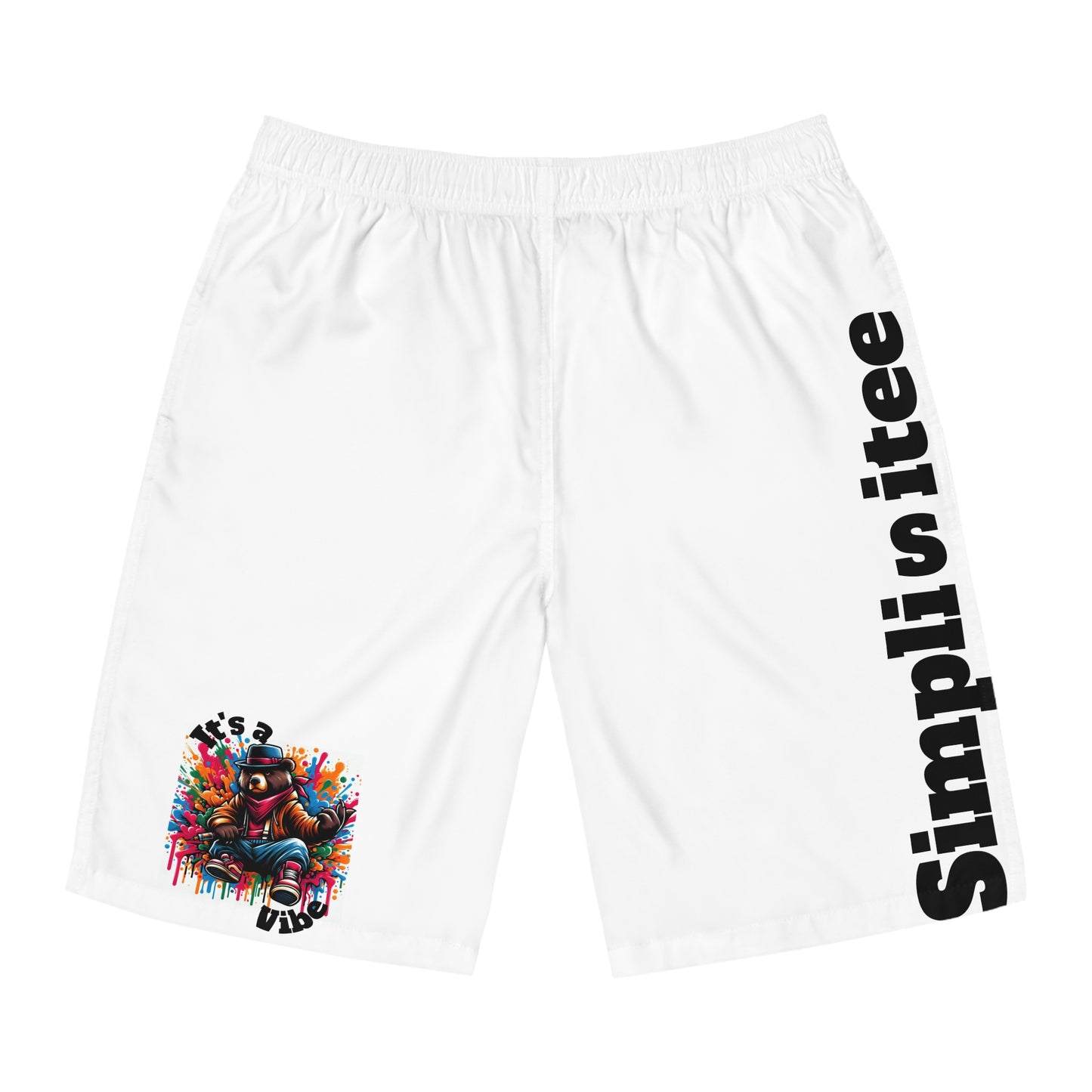 Simplisitee - Vibrant Men's Board Shorts with Graffiti Design - Perfect for Beach Days & Summer Fun!
