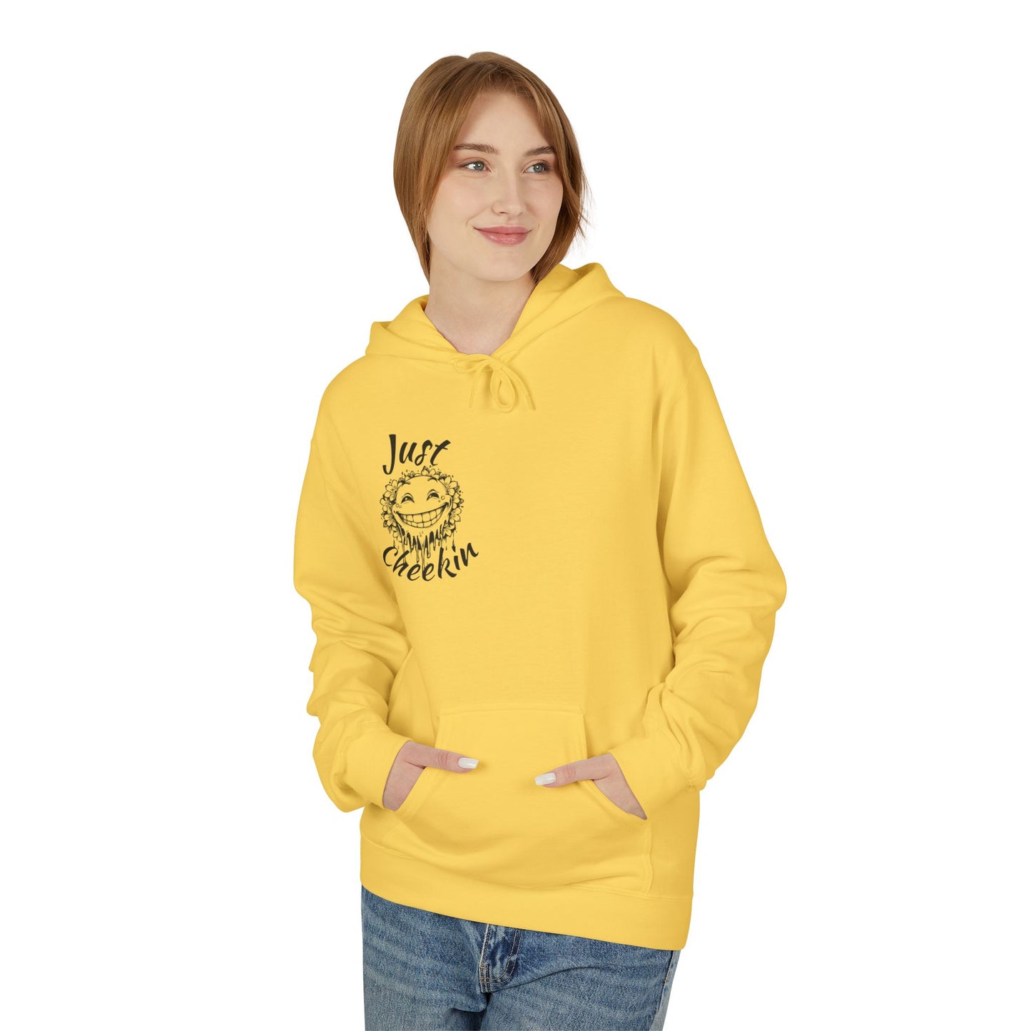 Just Checkin' Fleece Hoodie - Unisex Midweight Softstyle Casual Wear