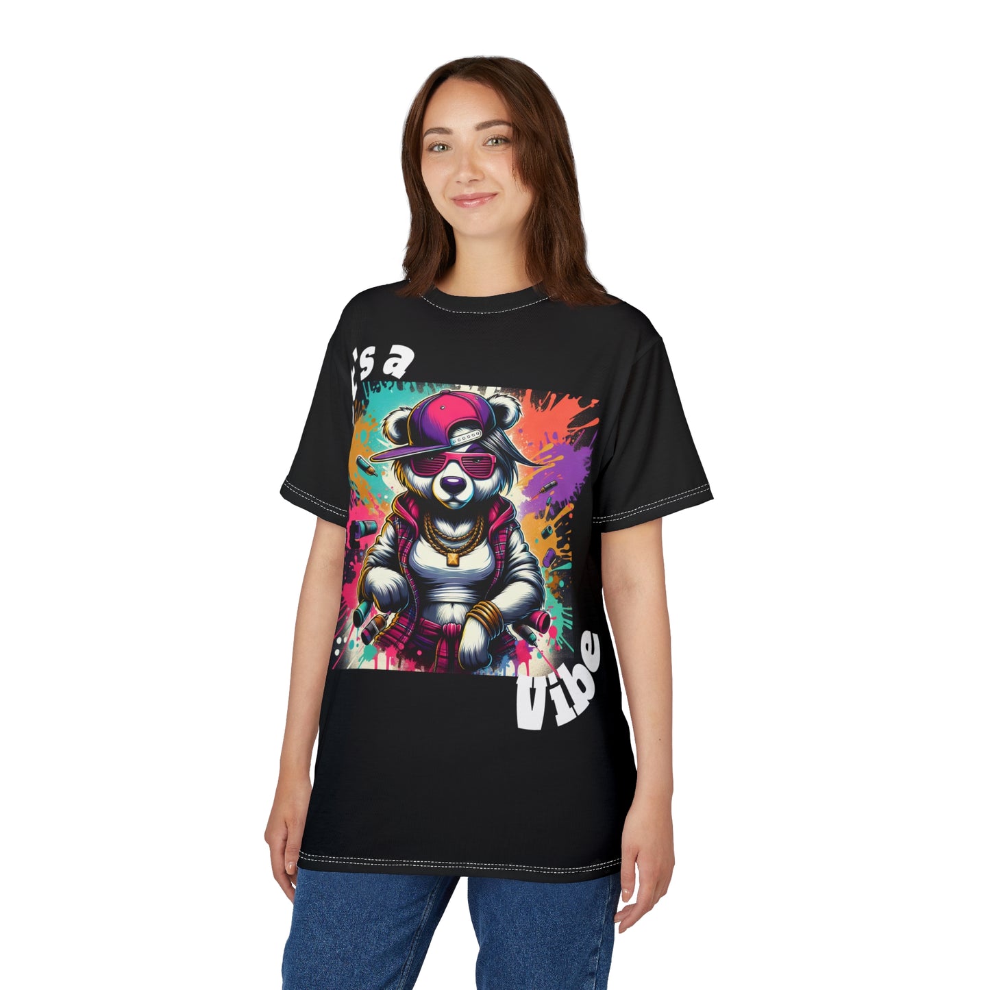 Simplisitee - Cool Panda Graphic Tee - "It's a Vibe" Unisex Cut & Sew Shirt