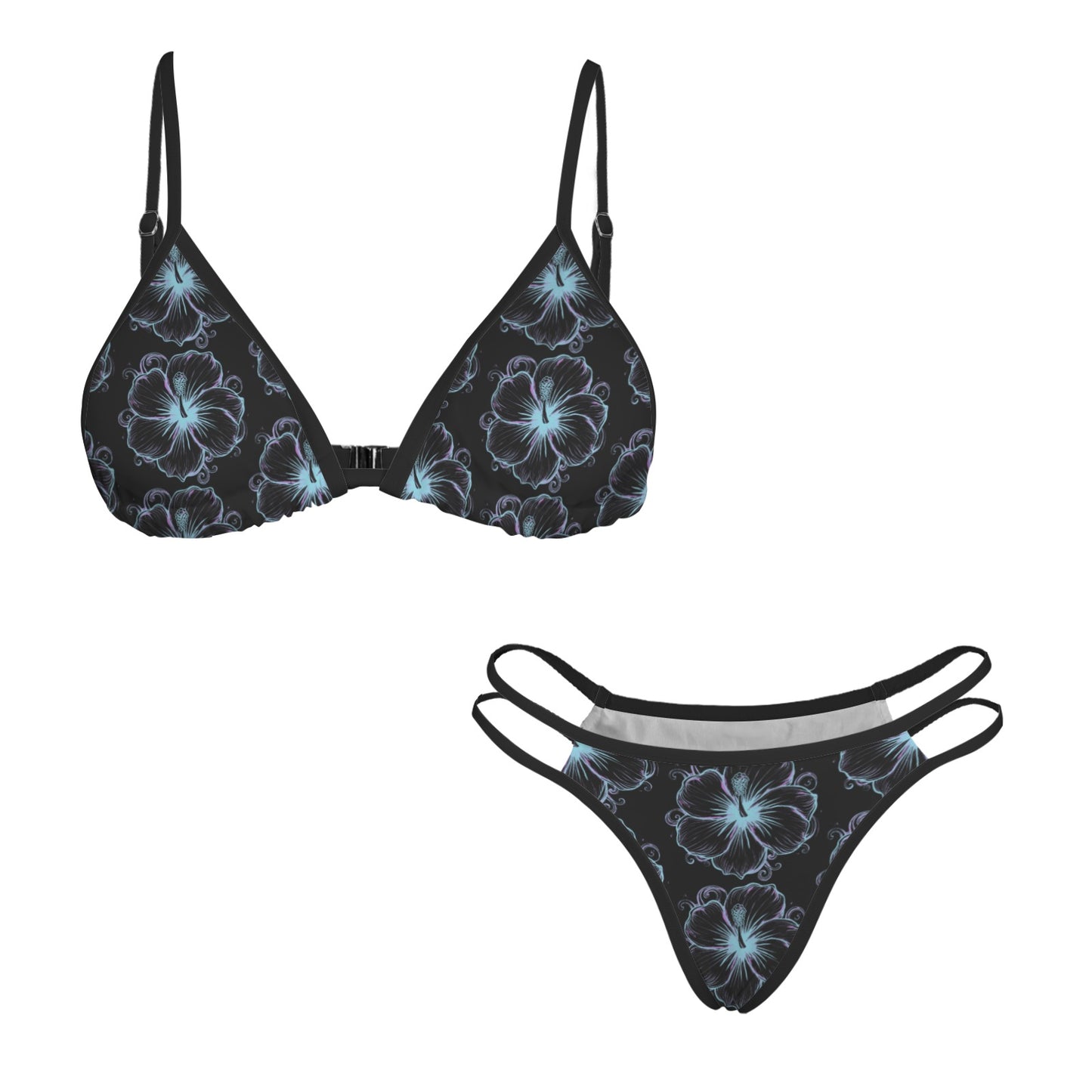 flower Bikini Top & Low Rise String Thong Set