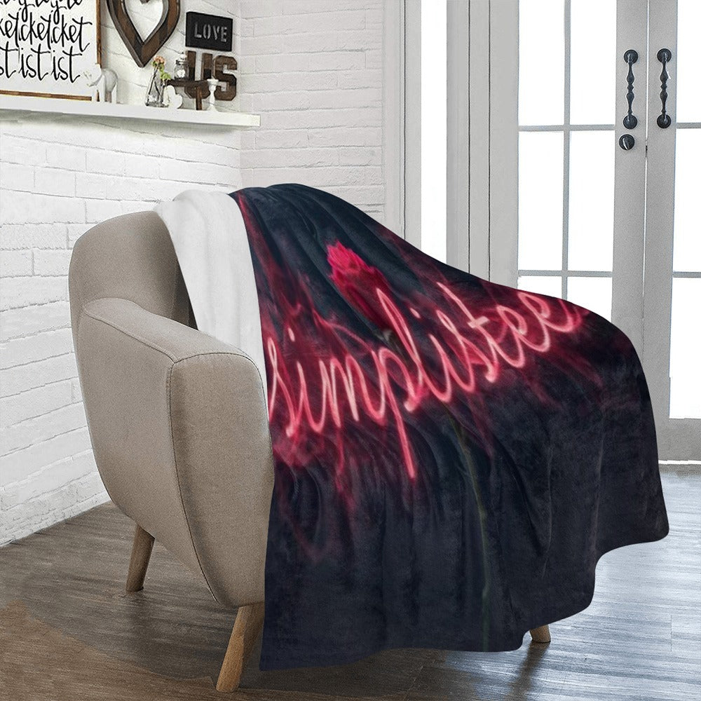 rose with neon smoke  that says simplisitee (1) Ultra-Soft Micro Fleece Blanket 50"x60"