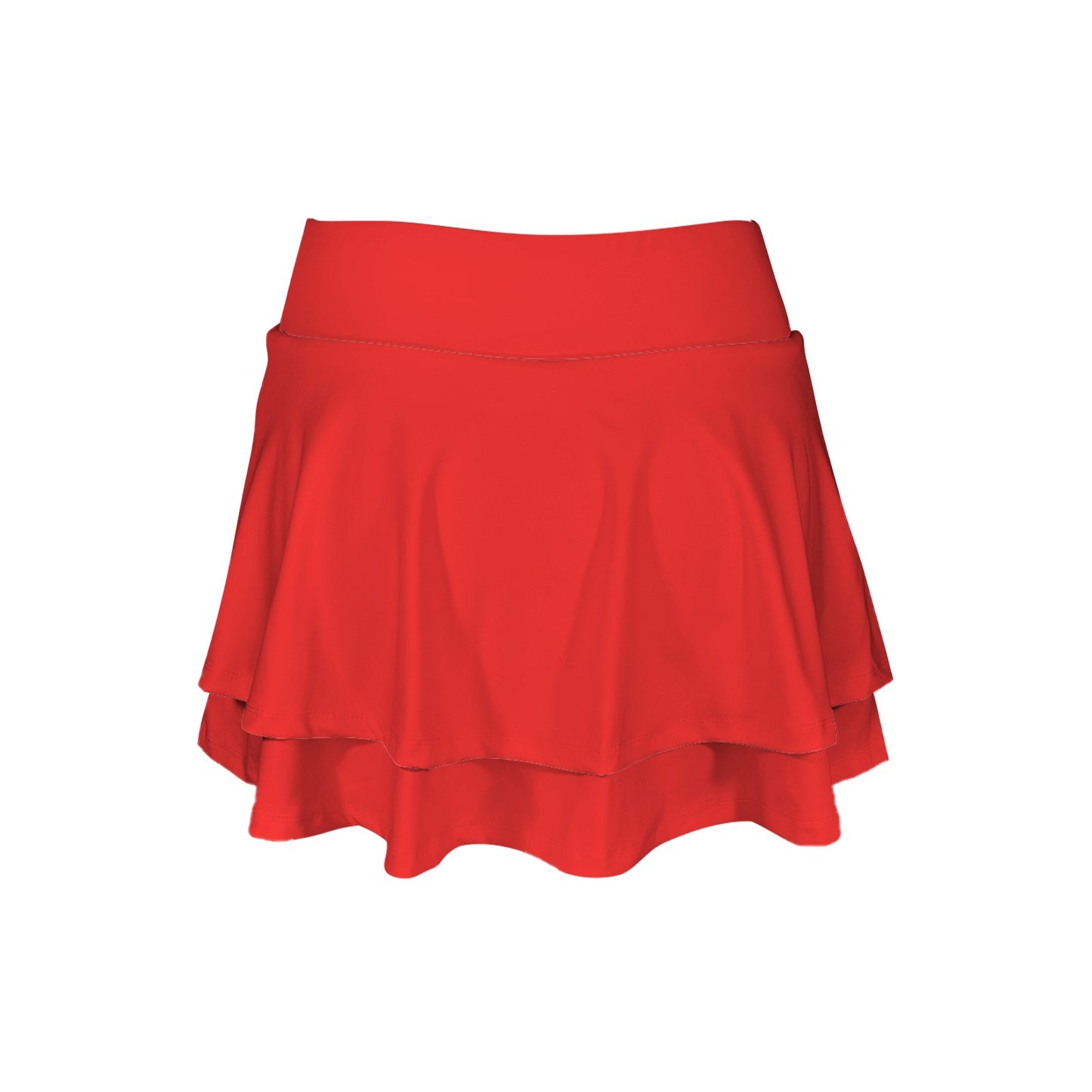 bright red ruffle skirt High Waist Layered Ruffle Pockets Sports Skirt