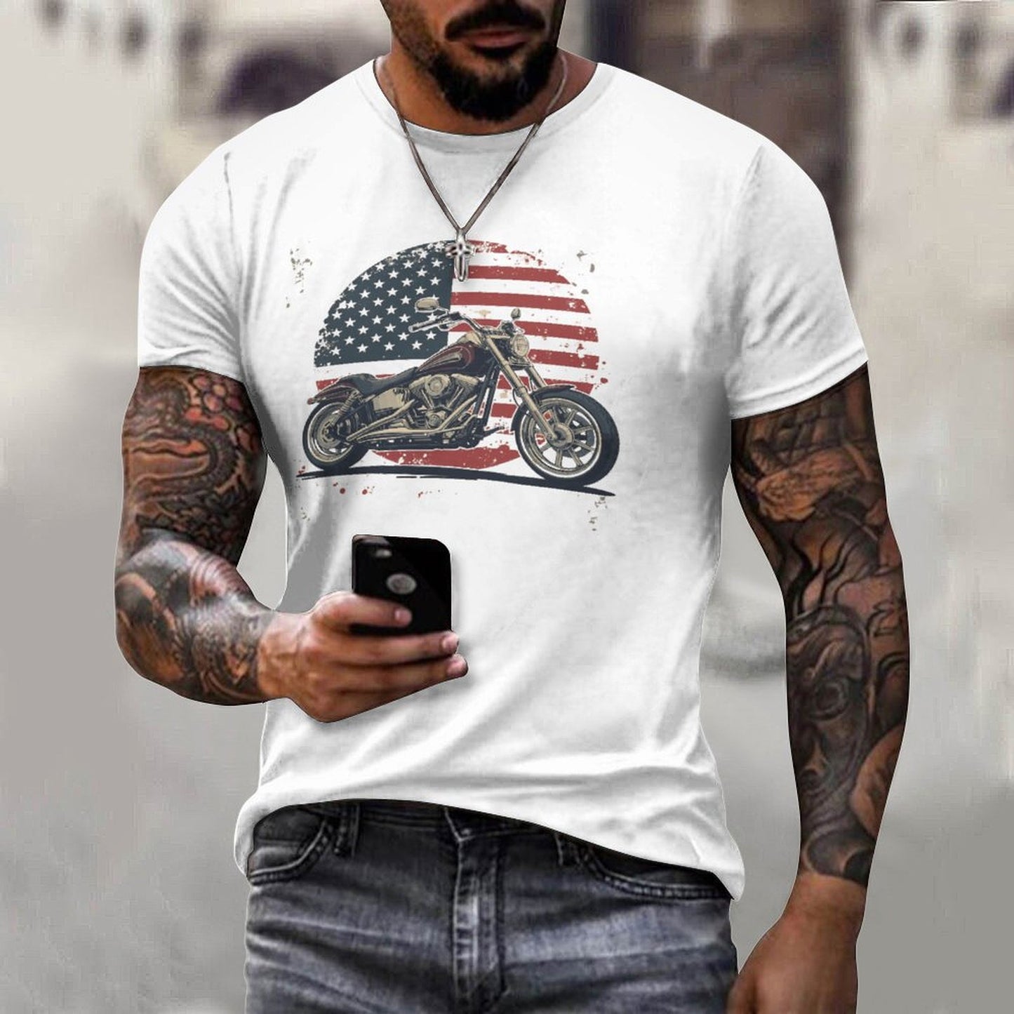 Cotton T-shirt Men's All-Over Print Cotton T-Shirt