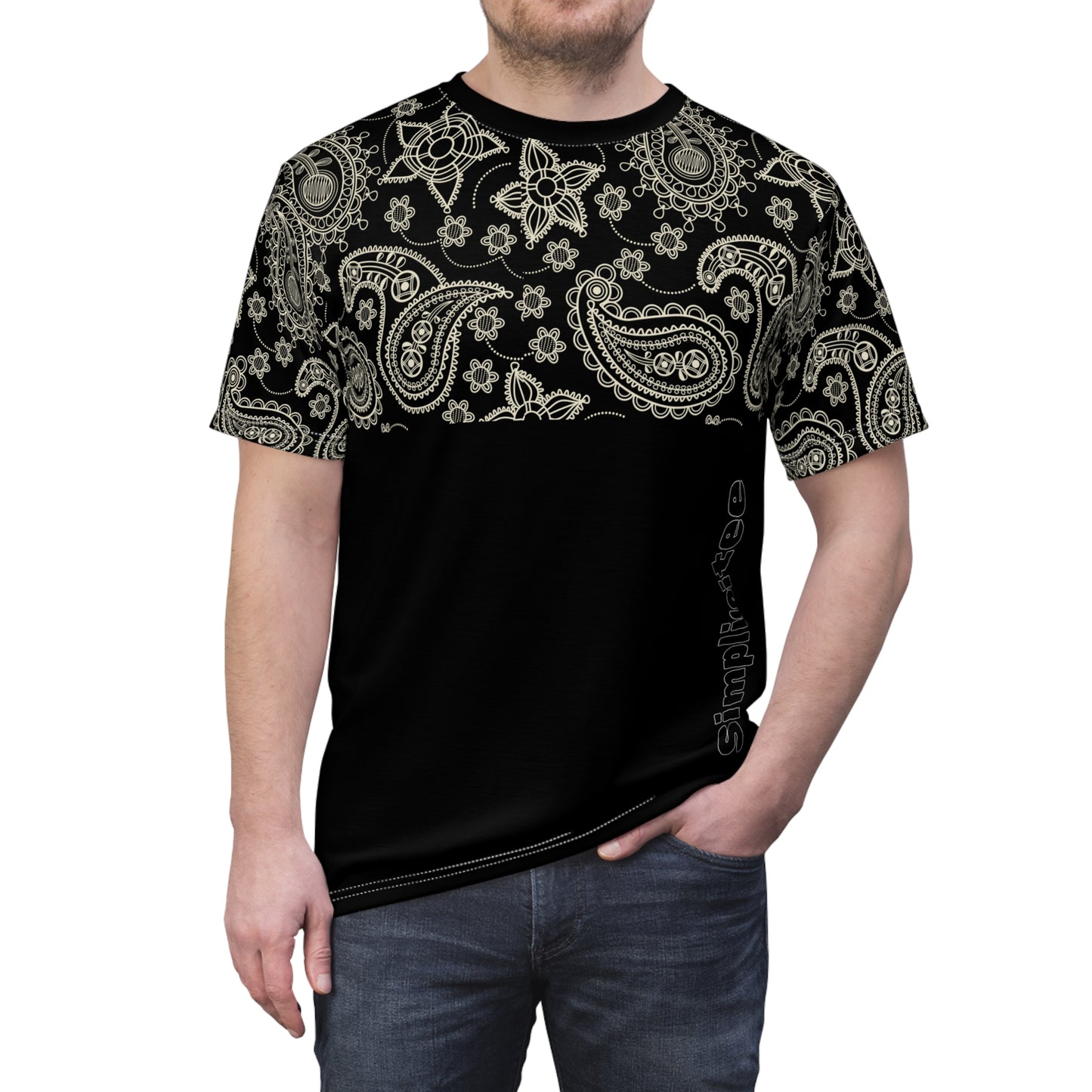 Simplisitee - Elegant Paisley Unisex Tee - Stylish Cut & Sew Design for Casual Outings