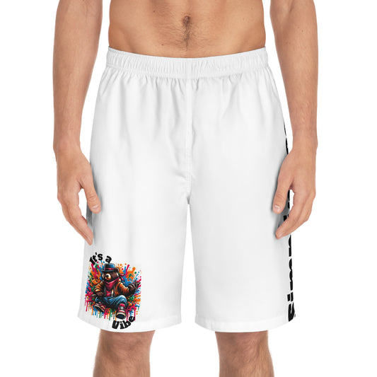 Simplisitee - Vibrant Men's Board Shorts with Graffiti Design - Perfect for Beach Days & Summer Fun!