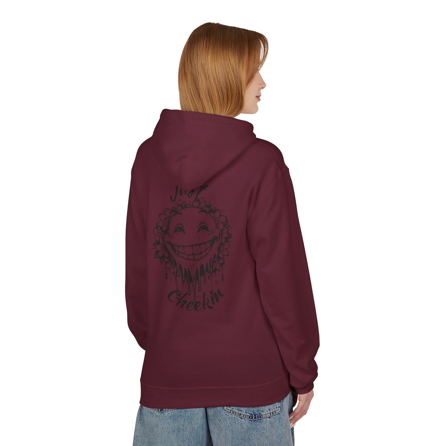 Just Checkin' Fleece Hoodie - Unisex Midweight Softstyle Casual Wear