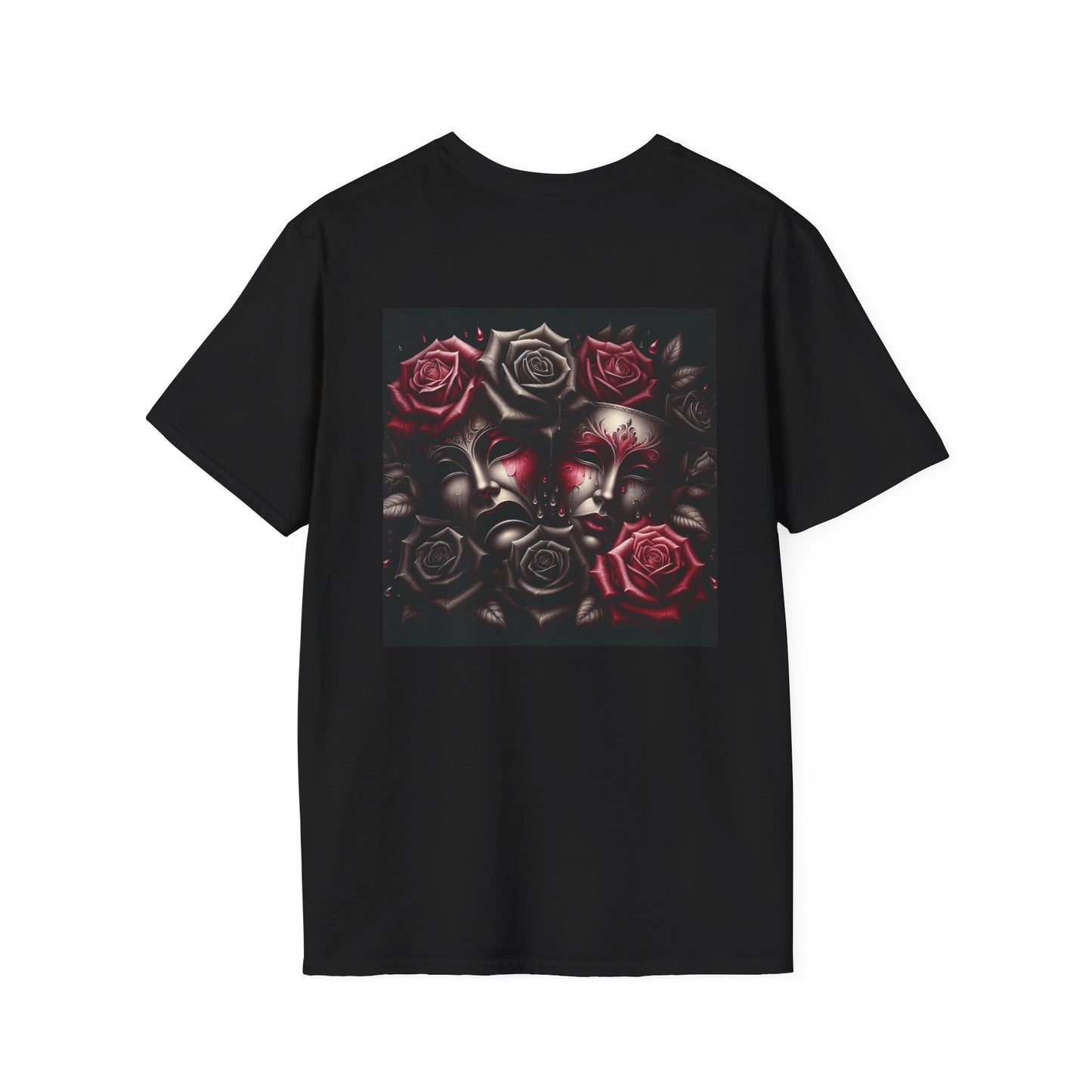 Simplisitee - Elegant Masked Roses T-Shirt - Unisex Softstyle Tee for Celebrations