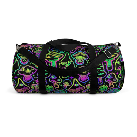 Vibrant Mushroom Duffel Bag - Trendy Travel Gear, Gym Bag, Weekend Getaway, Eco-Friendly Tote, Unique Gift for Nature Lovers, Bohemian Style