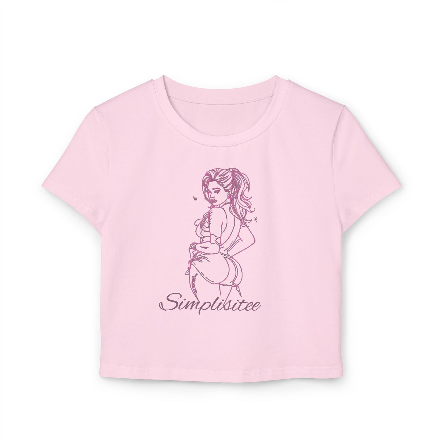 Chic Women's Baby Tee with Playful Graphic, Casual Wear,