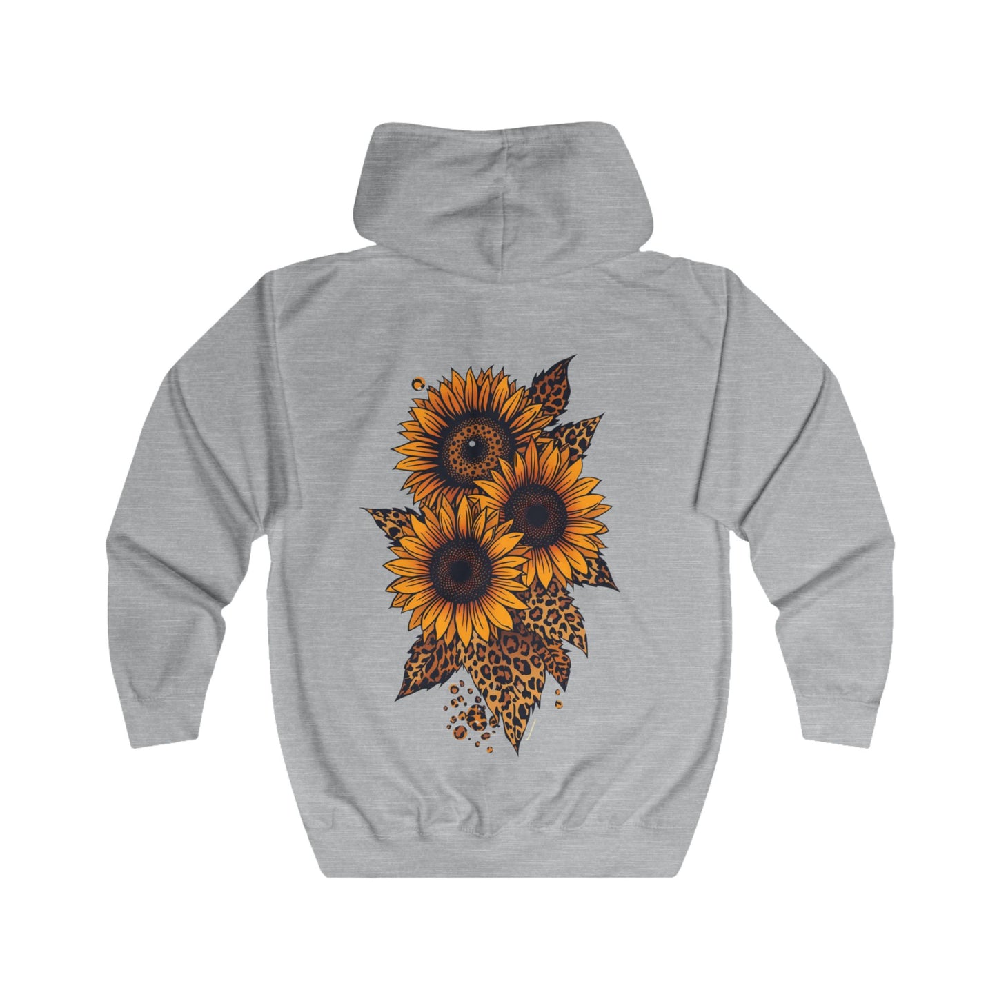 Sunflower Print Unisex Full Zip Hoodie, Cozy Jacket, Gift for Nature Lovers, Fall Apparel, Casual Outfit