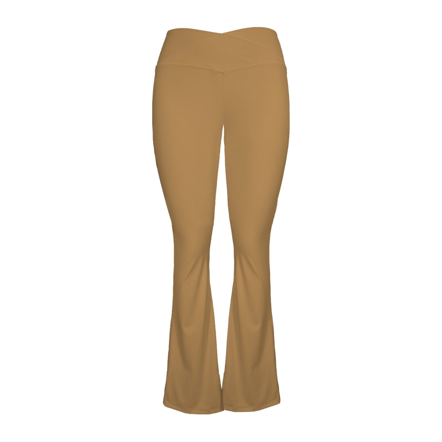 light brown cross leggings High Waist Crossover Tummy Control Flare Leggings