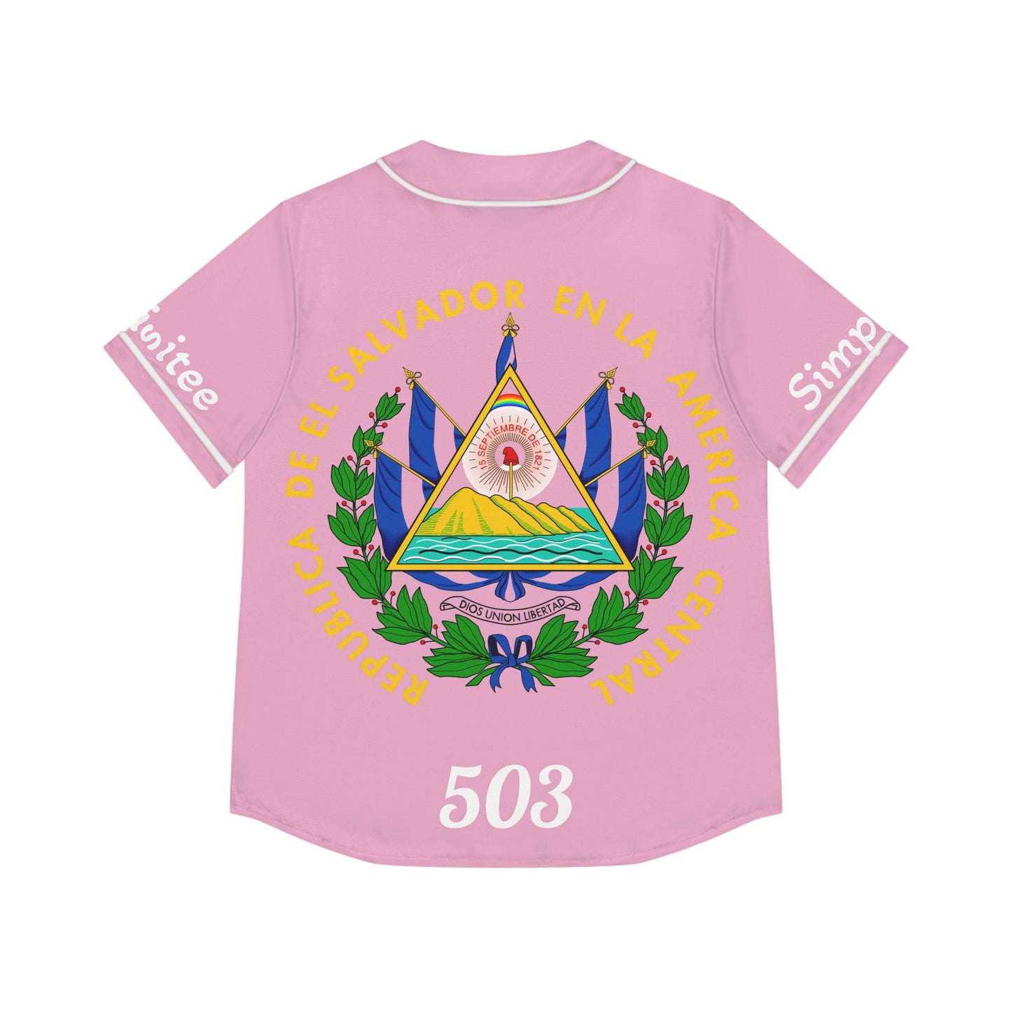 Simplisitee- Stylish Women's Baseball Jersey, El Salvador Pride Shirt, AOP Jersey, Cute Sports Apparel, Unique Gift for Celebrations