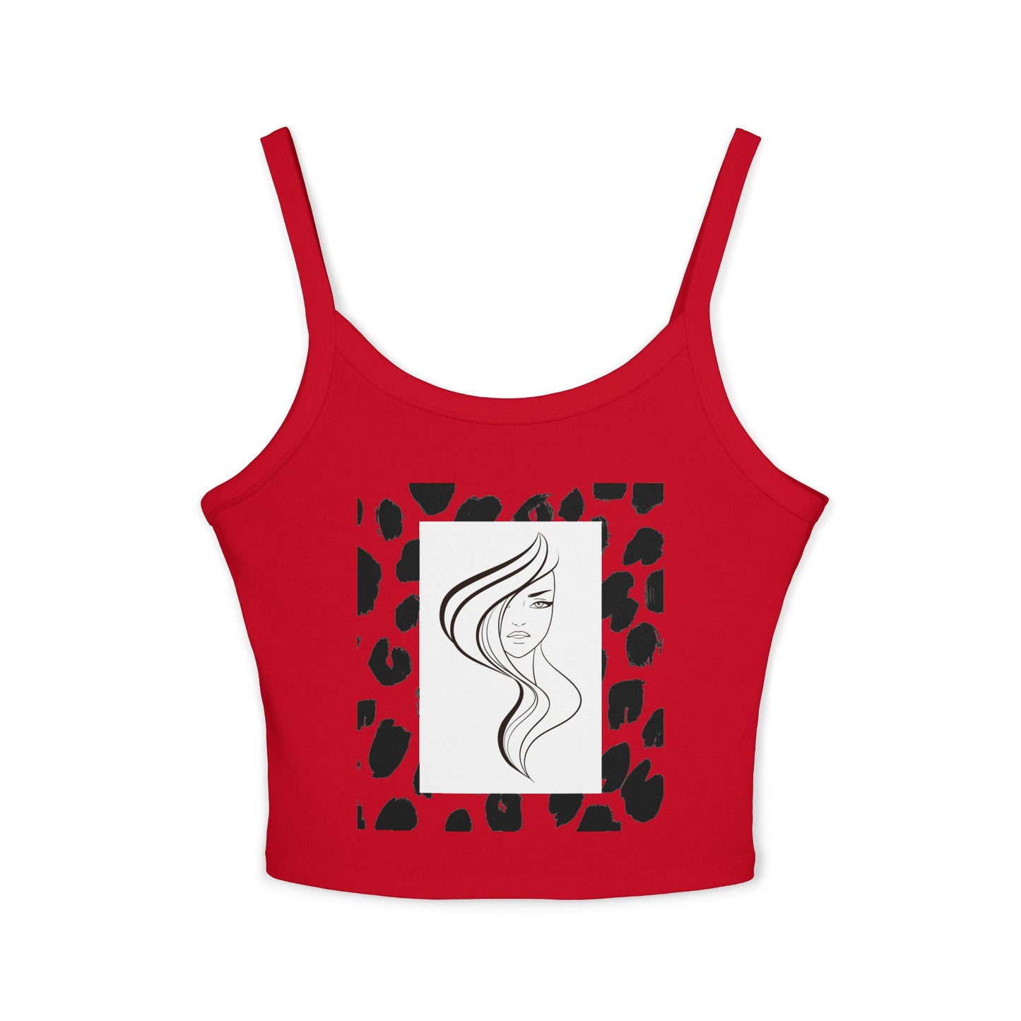 Simplisitee - Chic Women's Spaghetti Strap Tank Top with Artistic Hair Design, Summer Fashion Top, Casual Outfit, Gift for Her, Trendy Apparel