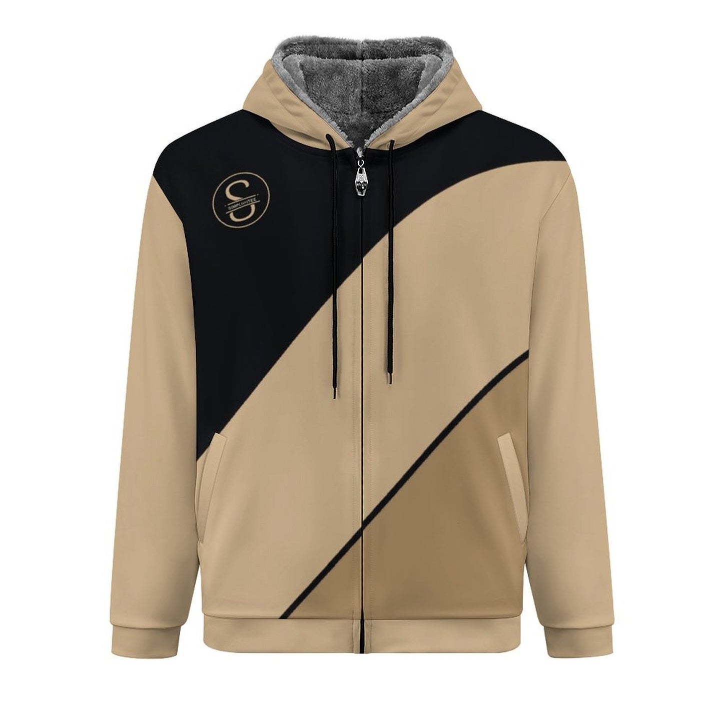 Double layer zippered shirt Men's Double Layer Fleece Zippered Hoodie