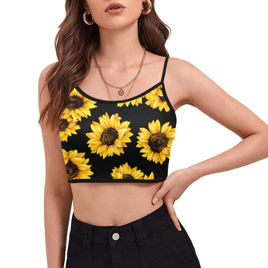 Summer Sunflower.jpg Women's Spaghetti Strap Crop Top (Model T67)
