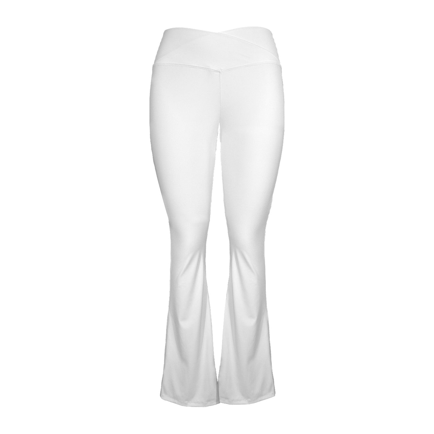 white cross leggings High Waist Crossover Tummy Control Flare Leggings