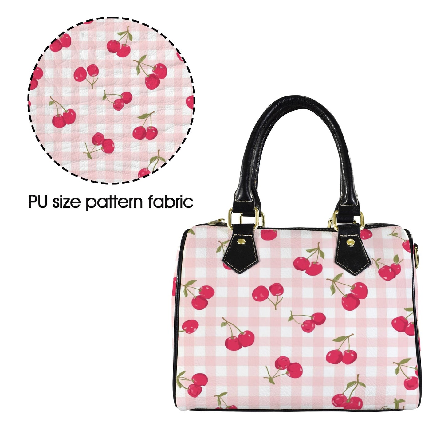 cherry purse Boston Leather Handbag-Small & Black (Model 1749)