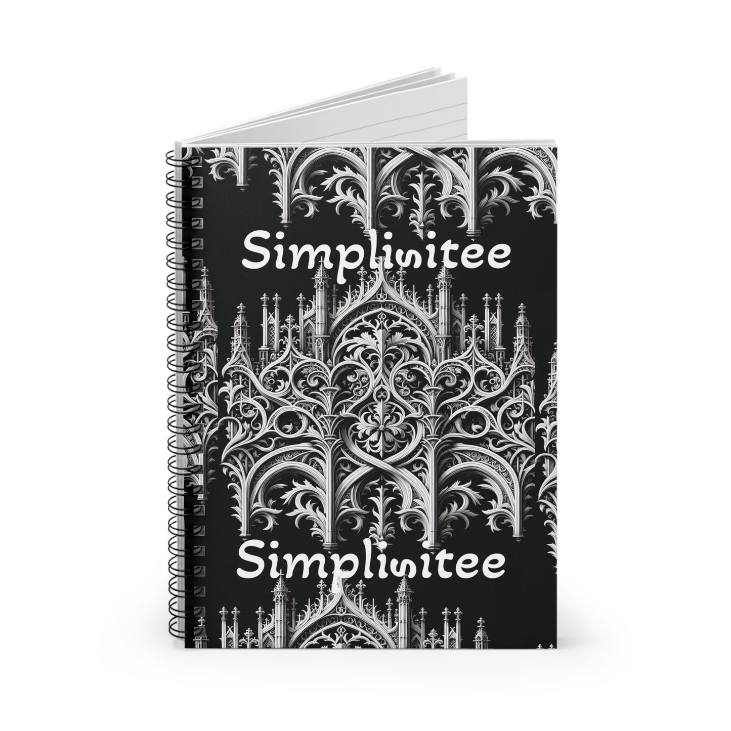 Simplisitee - Elegant Gothic Spiral Notebook - Ruled Line for Art Lovers