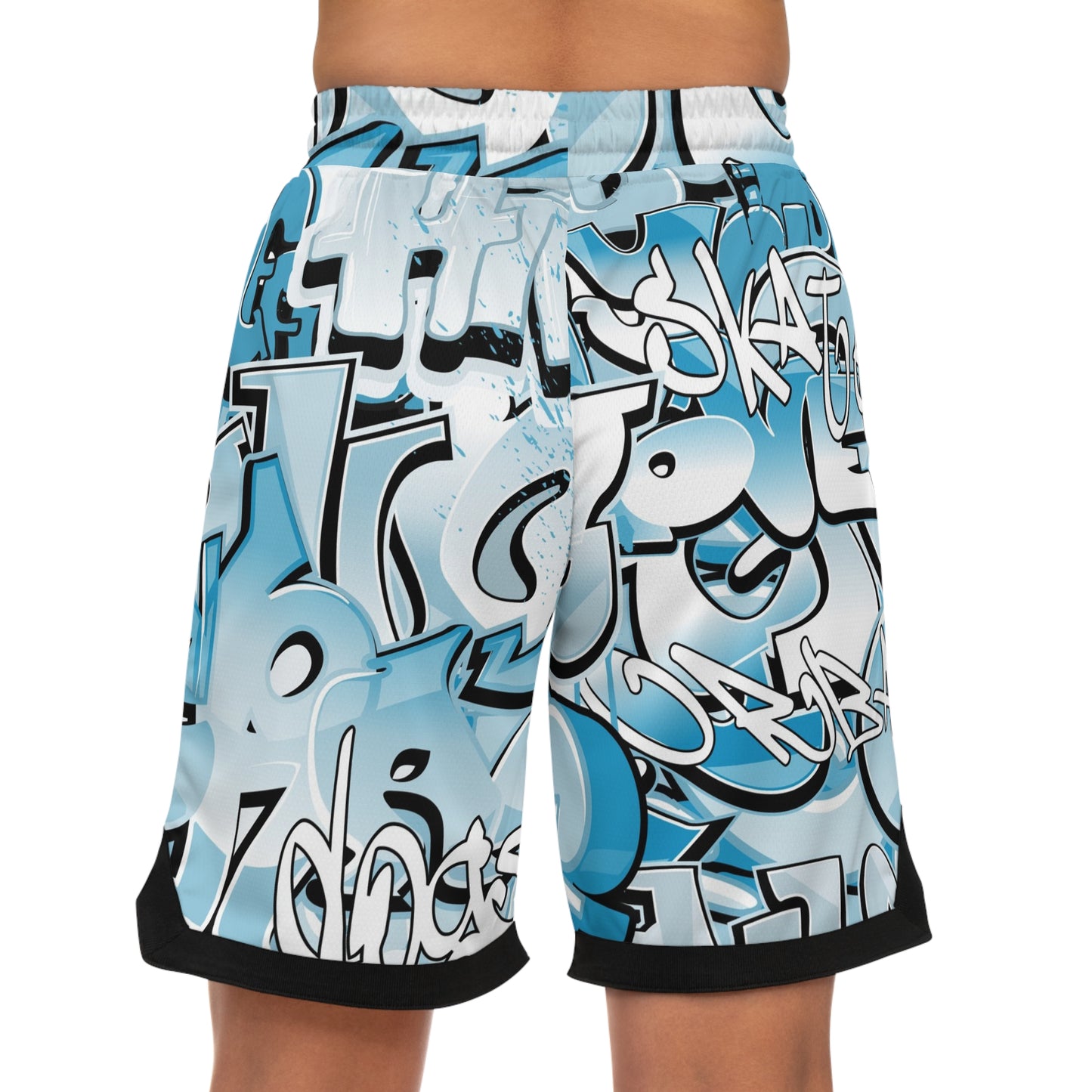 Simplisitee - Graffiti Print Basketball Rib Shorts - Urban Style Athletic Wear