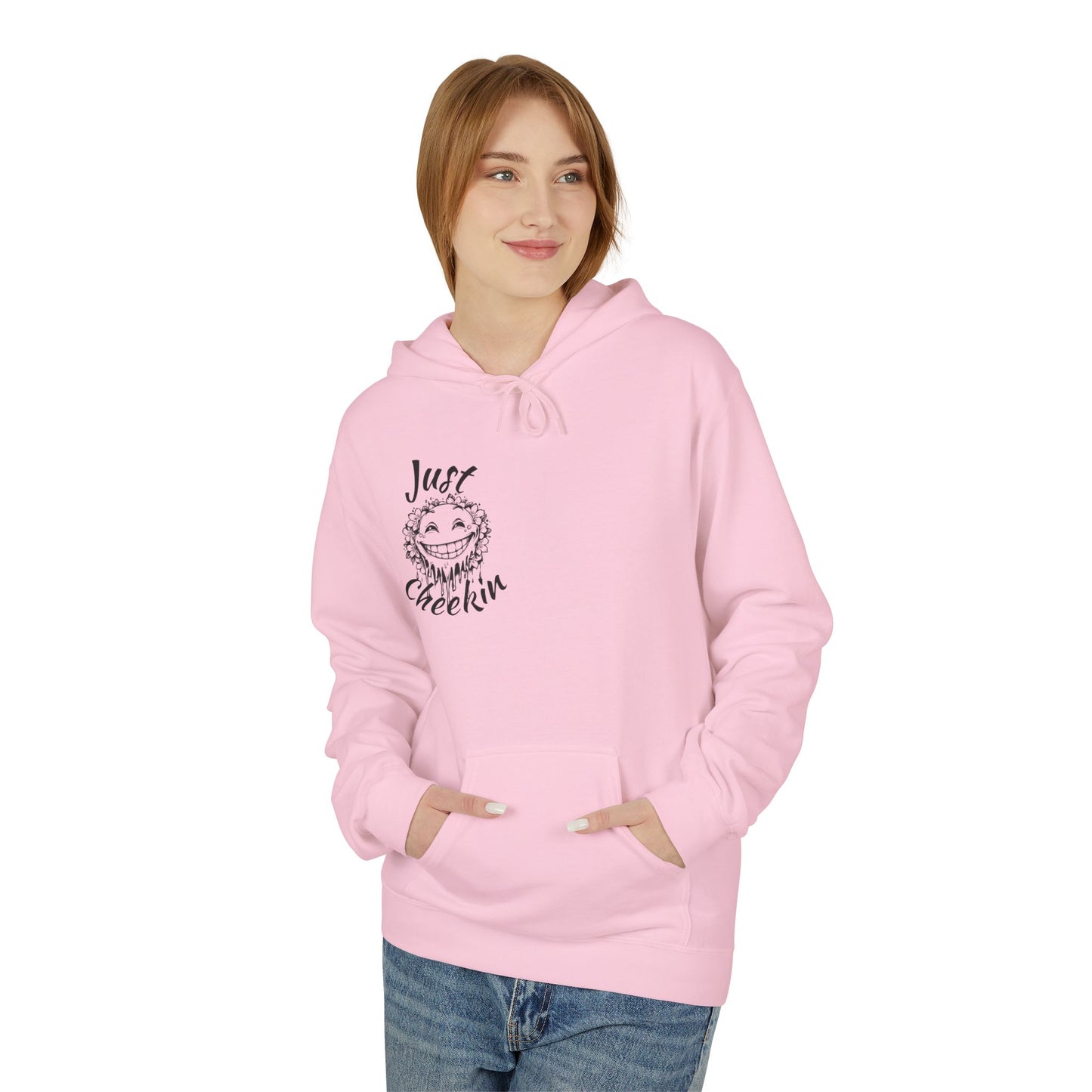 Just Checkin' Fleece Hoodie - Unisex Midweight Softstyle Casual Wear
