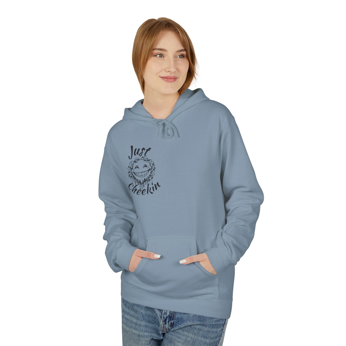 Just Checkin' Fleece Hoodie - Unisex Midweight Softstyle Casual Wear