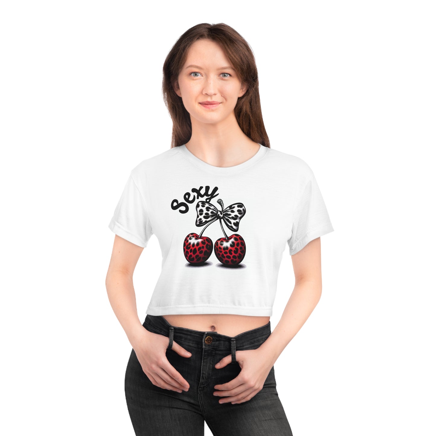 Simplisitee - Sexy Cherry Print Crop Tee, Summer Fashion, Gift for Her, Cute Crop Top, Party Outfits, Trendy Apparel