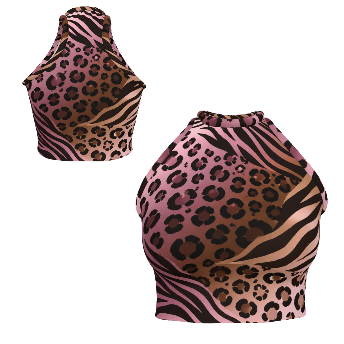 Design Women's High Neck Crop Tank Top animal print