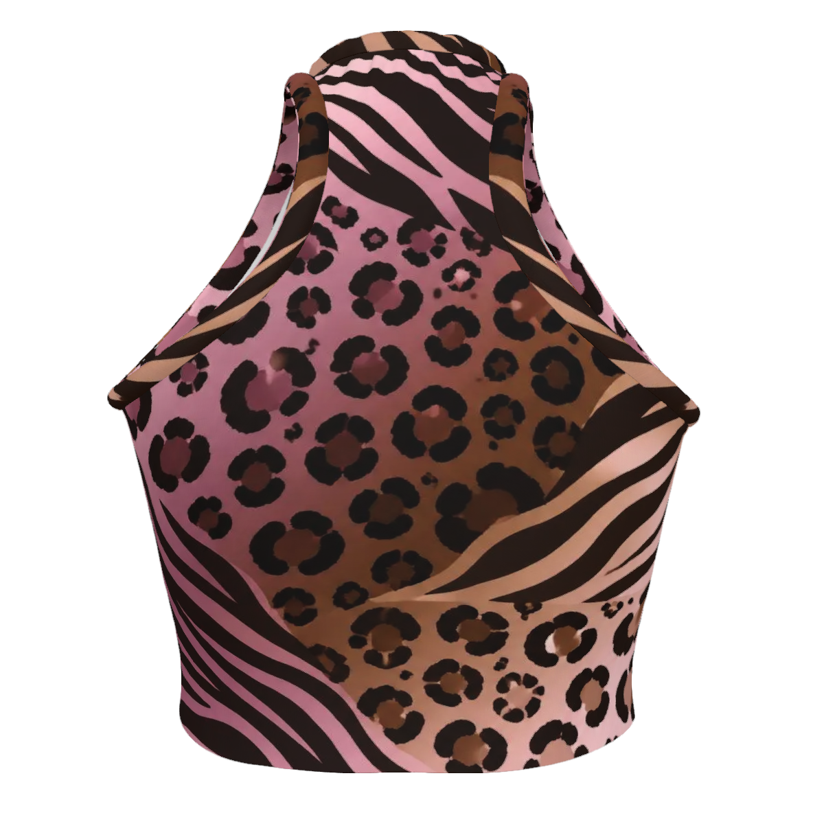 Design Women's High Neck Crop Tank Top animal print