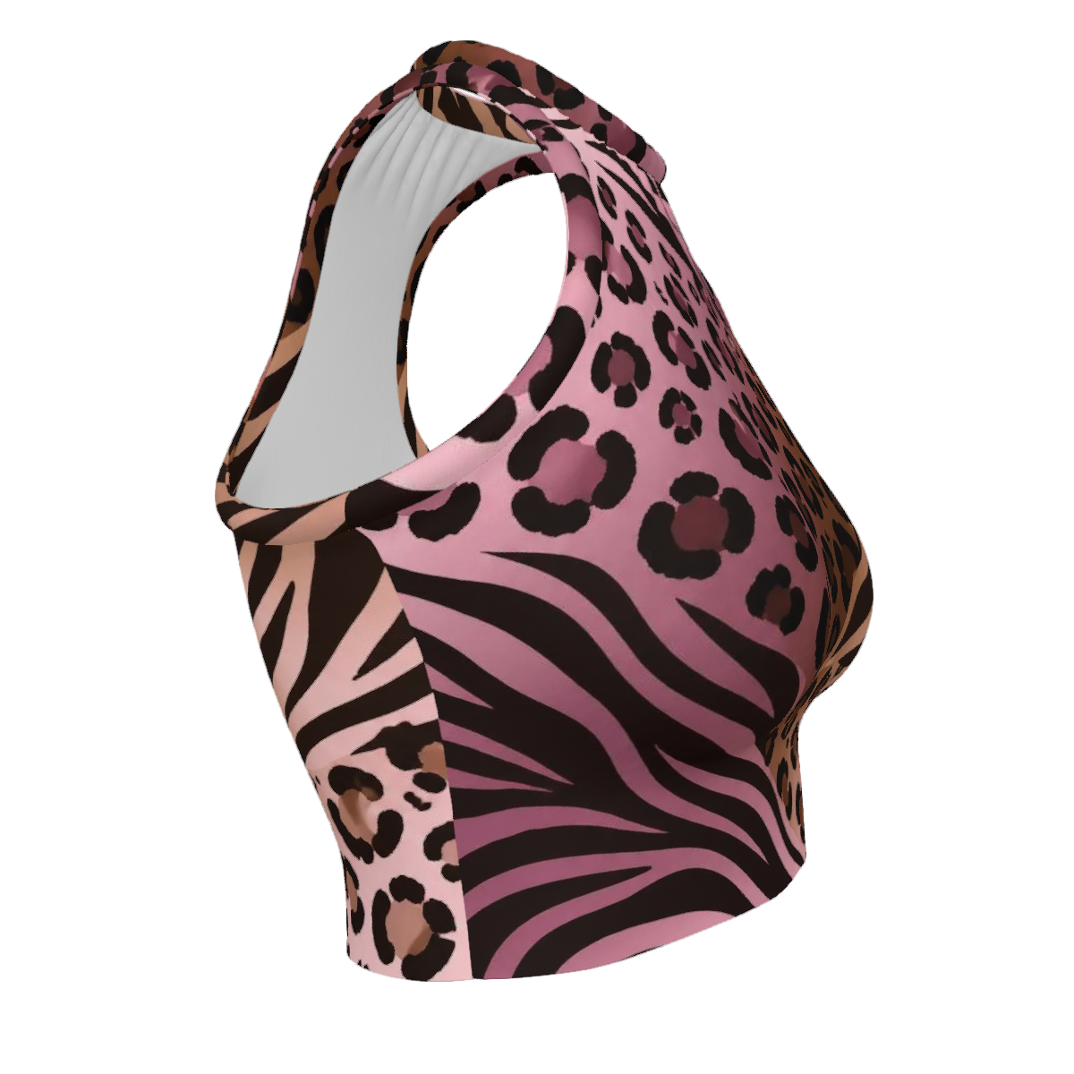 Design Women's High Neck Crop Tank Top animal print