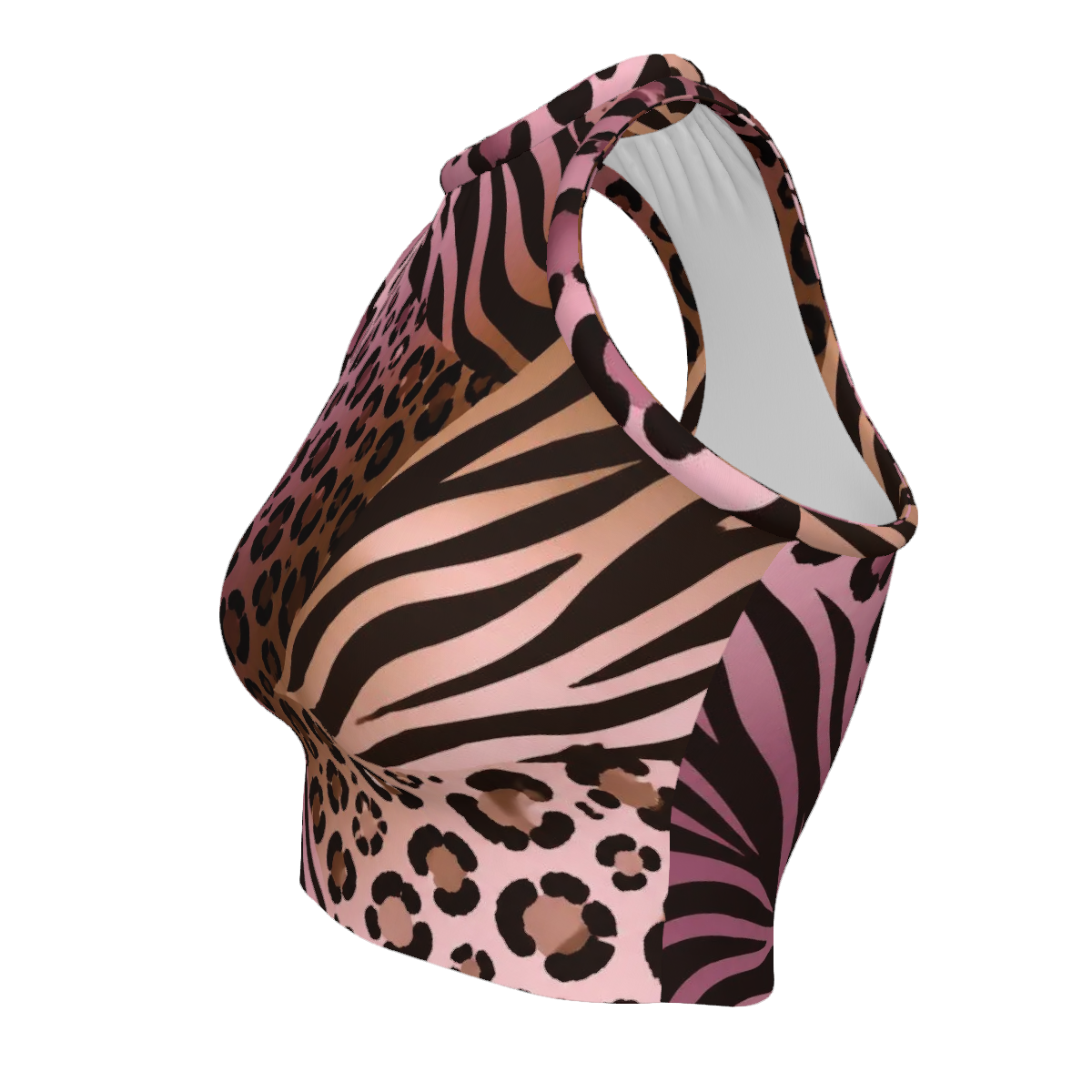 Design Women's High Neck Crop Tank Top animal print