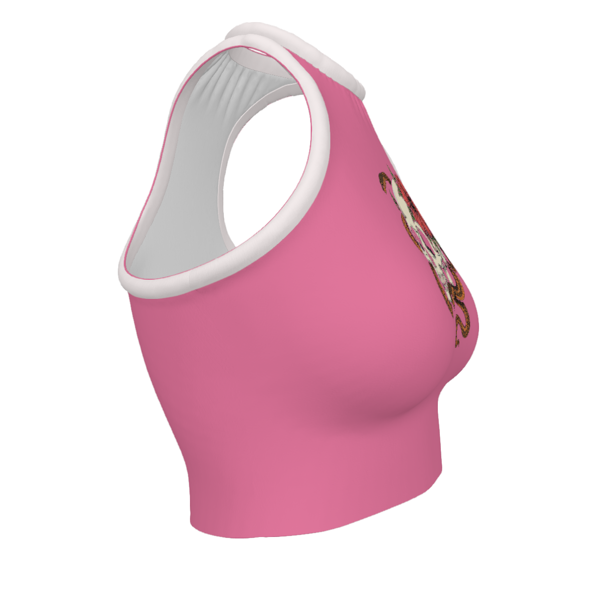 Design Women's High Neck Crop Tank Top skull pink