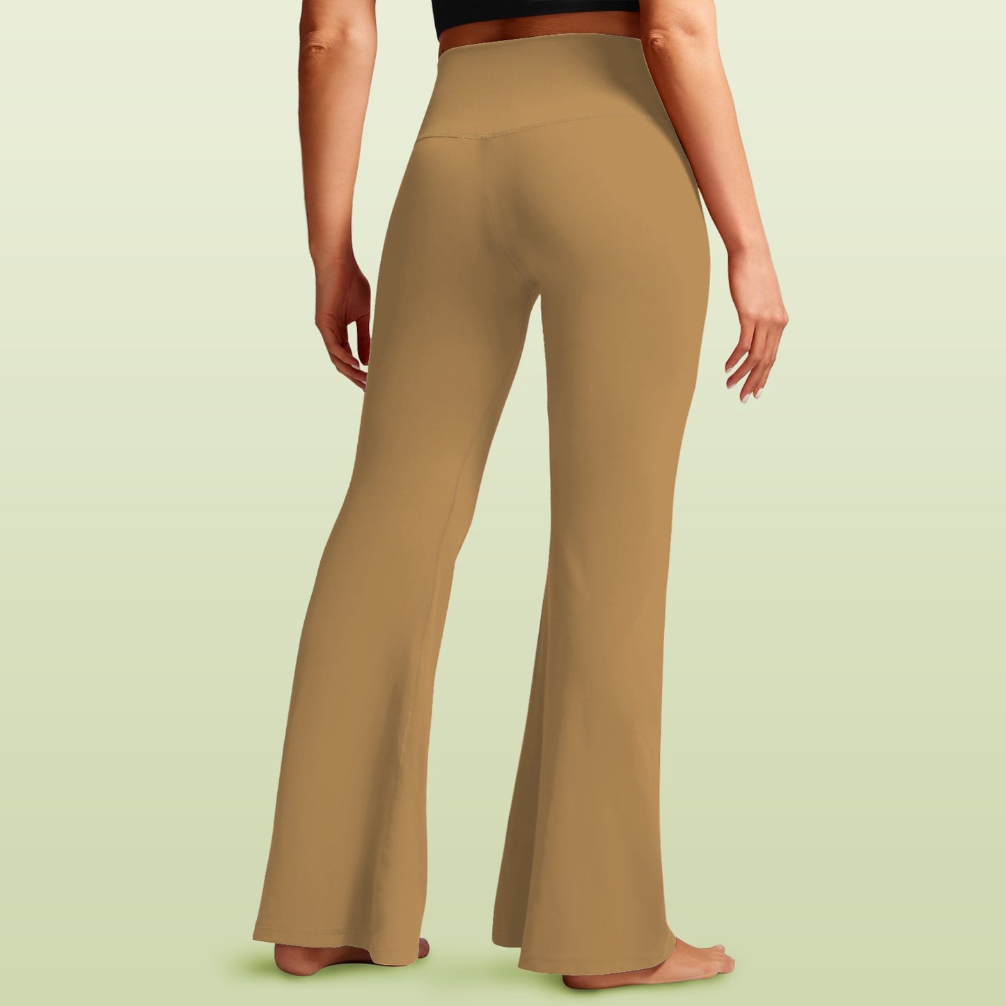 light brown cross leggings High Waist Crossover Tummy Control Flare Leggings