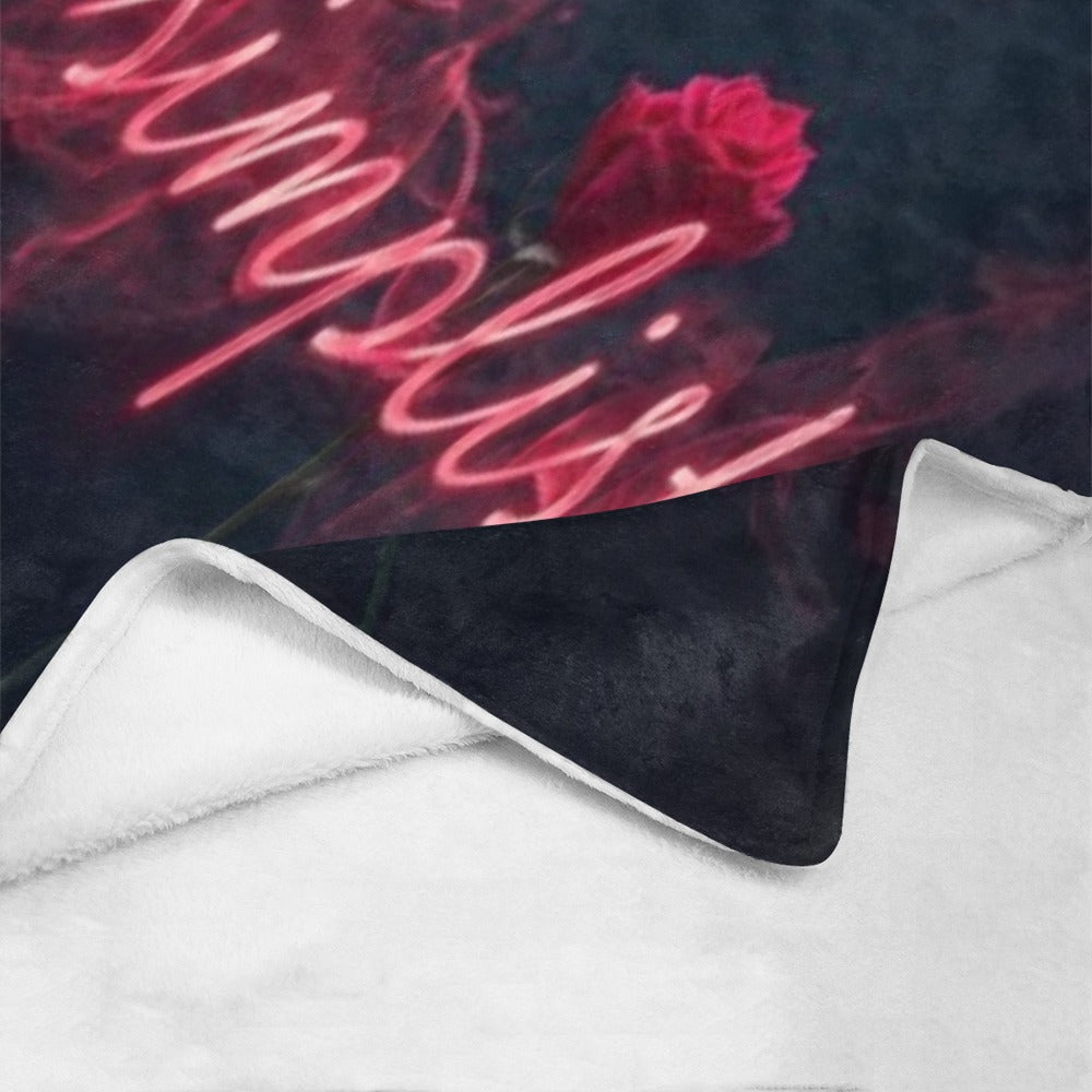 rose with neon smoke  that says simplisitee (1) Ultra-Soft Micro Fleece Blanket 50"x60"