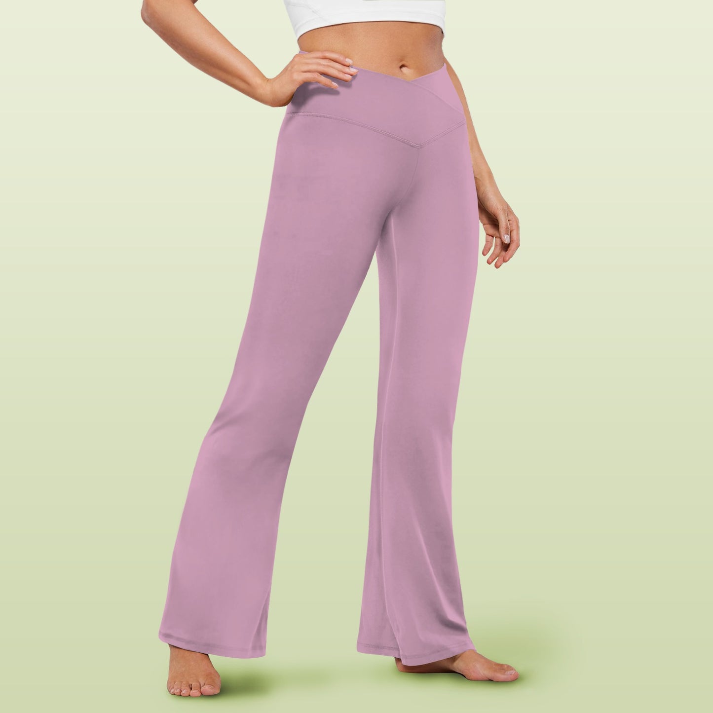 lavender cross leggings High Waist Crossover Tummy Control Flare Leggings