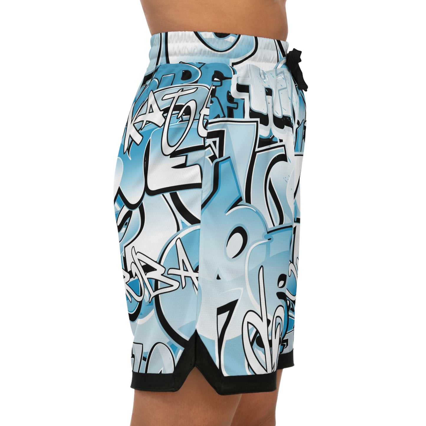 Simplisitee - Graffiti Print Basketball Rib Shorts - Urban Style Athletic Wear