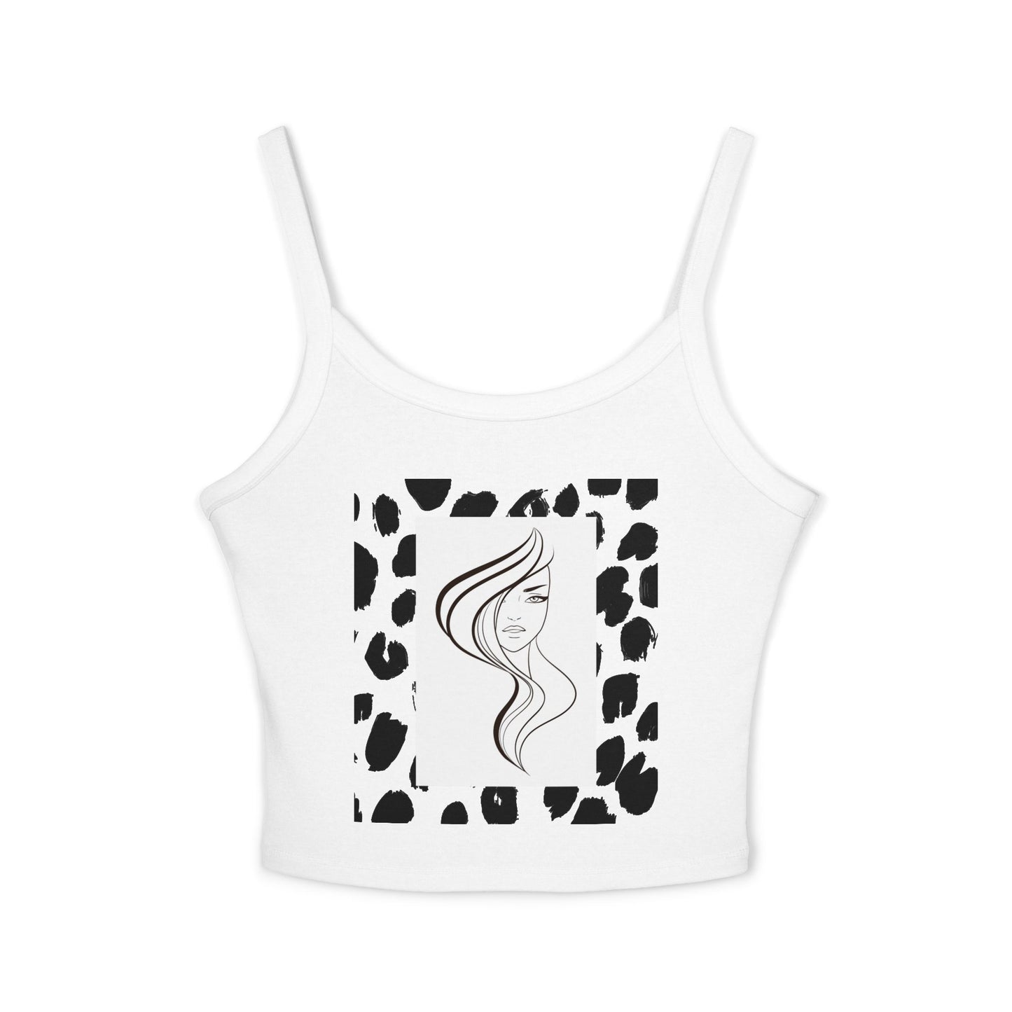 Simplisitee - Chic Women's Spaghetti Strap Tank Top with Artistic Hair Design, Summer Fashion Top, Casual Outfit, Gift for Her, Trendy Apparel
