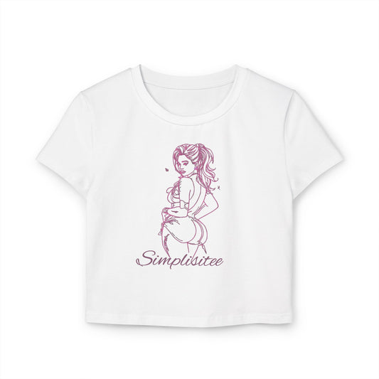 Chic Women's Baby Tee with Playful Graphic, Casual Wear,