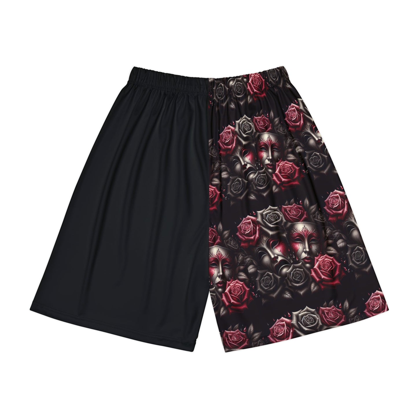 Simplisitee-Stylish Men’s Sports Shorts with Rose and Mask Design - Trendy Athletic Wear for Everyday Comfort