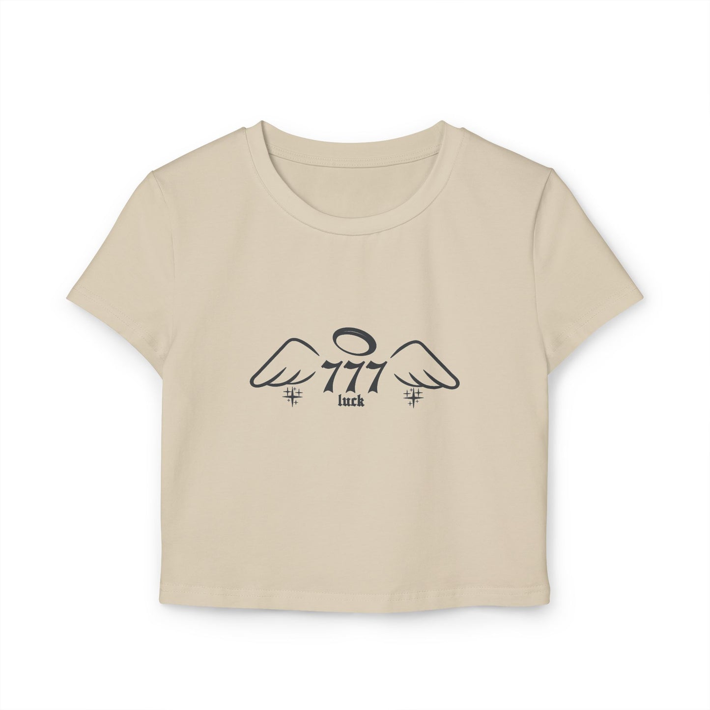Angel Number 777 Women's Baby Tee, Cute Graphic Crop Top, Spiritual T-Shirt, Astrology Gift, Vintage Vibe Tee, Casual Wear