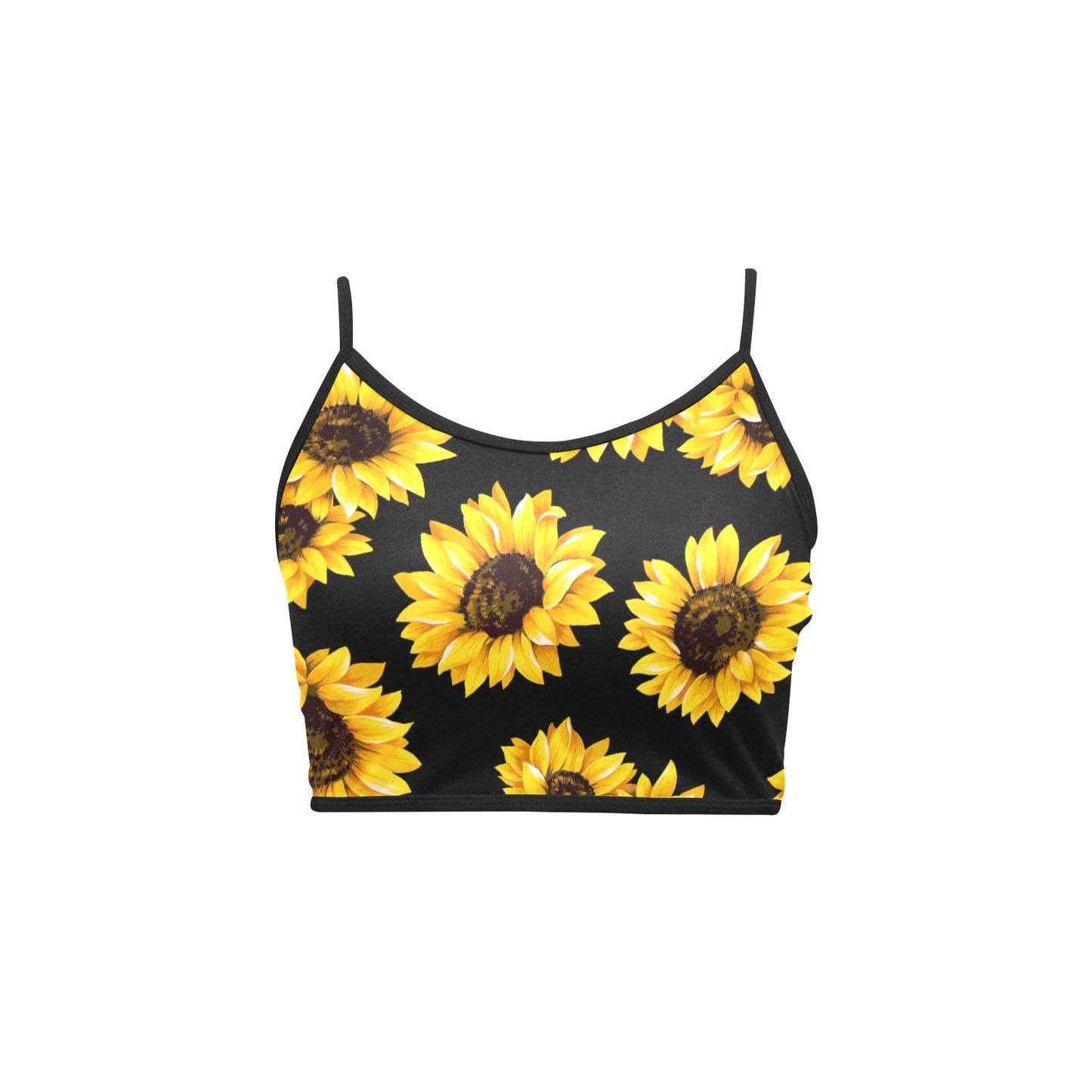 Summer Sunflower.jpg Women's Spaghetti Strap Crop Top (Model T67)